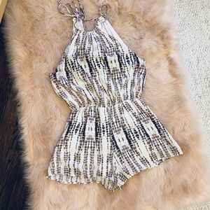 Brown/cream printed romper